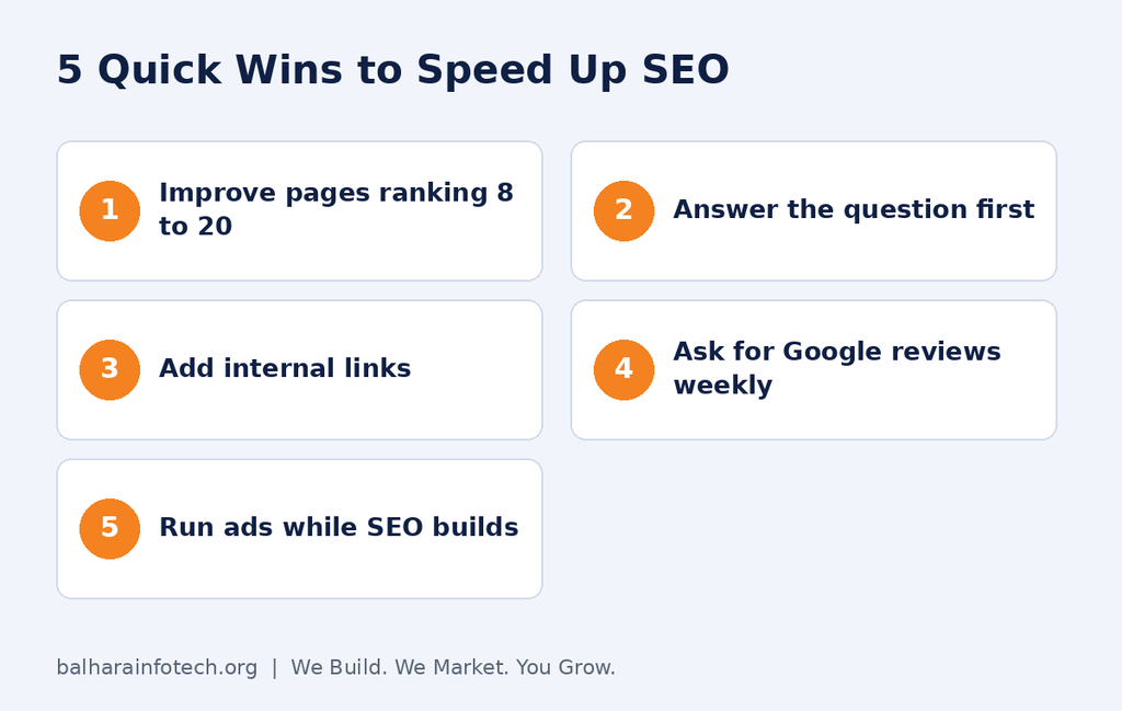 Five quick wins to speed up SEO results